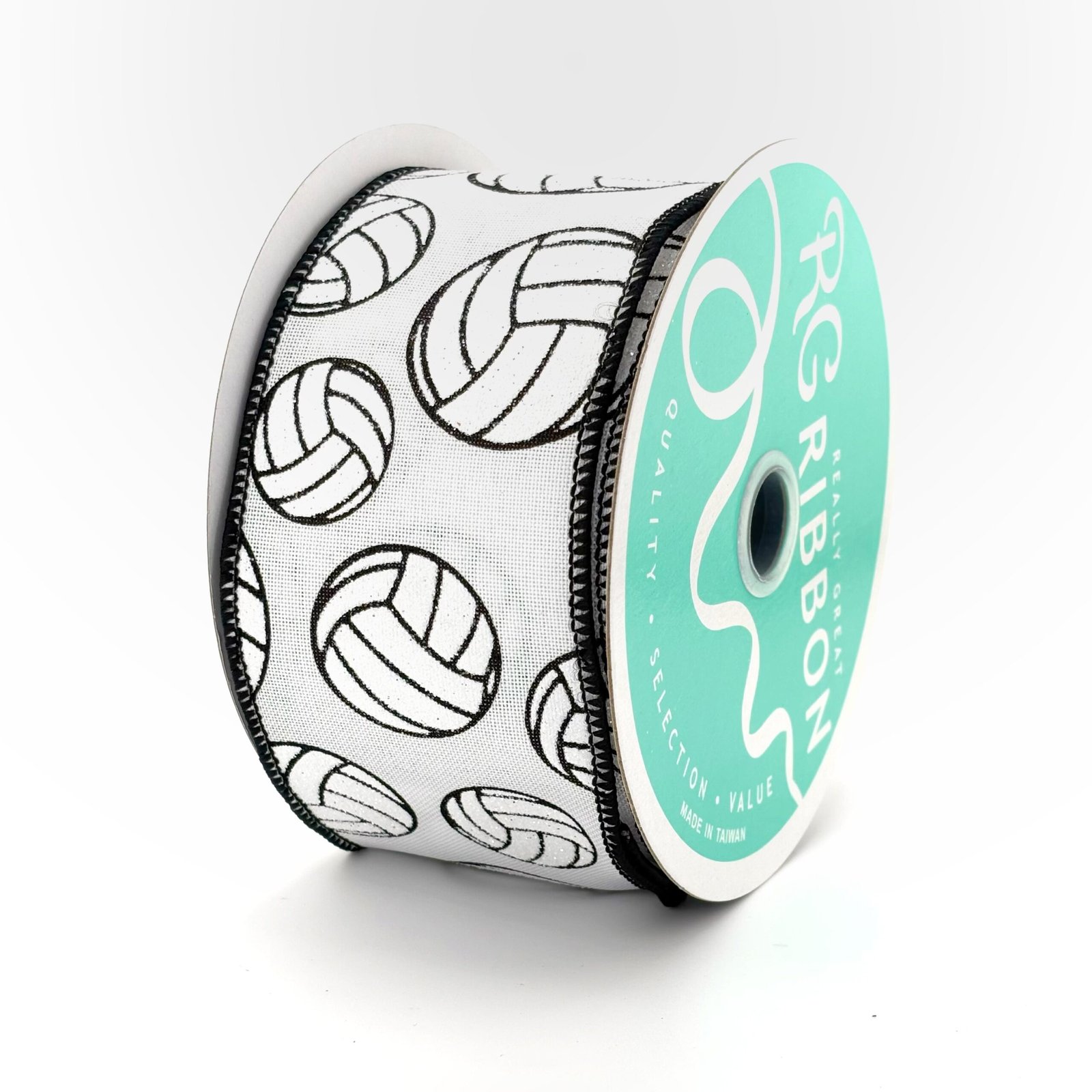 Ribbon - Wired - Sparkly Volleyball - #40 (2 1/2"x 10yds) - Black/White