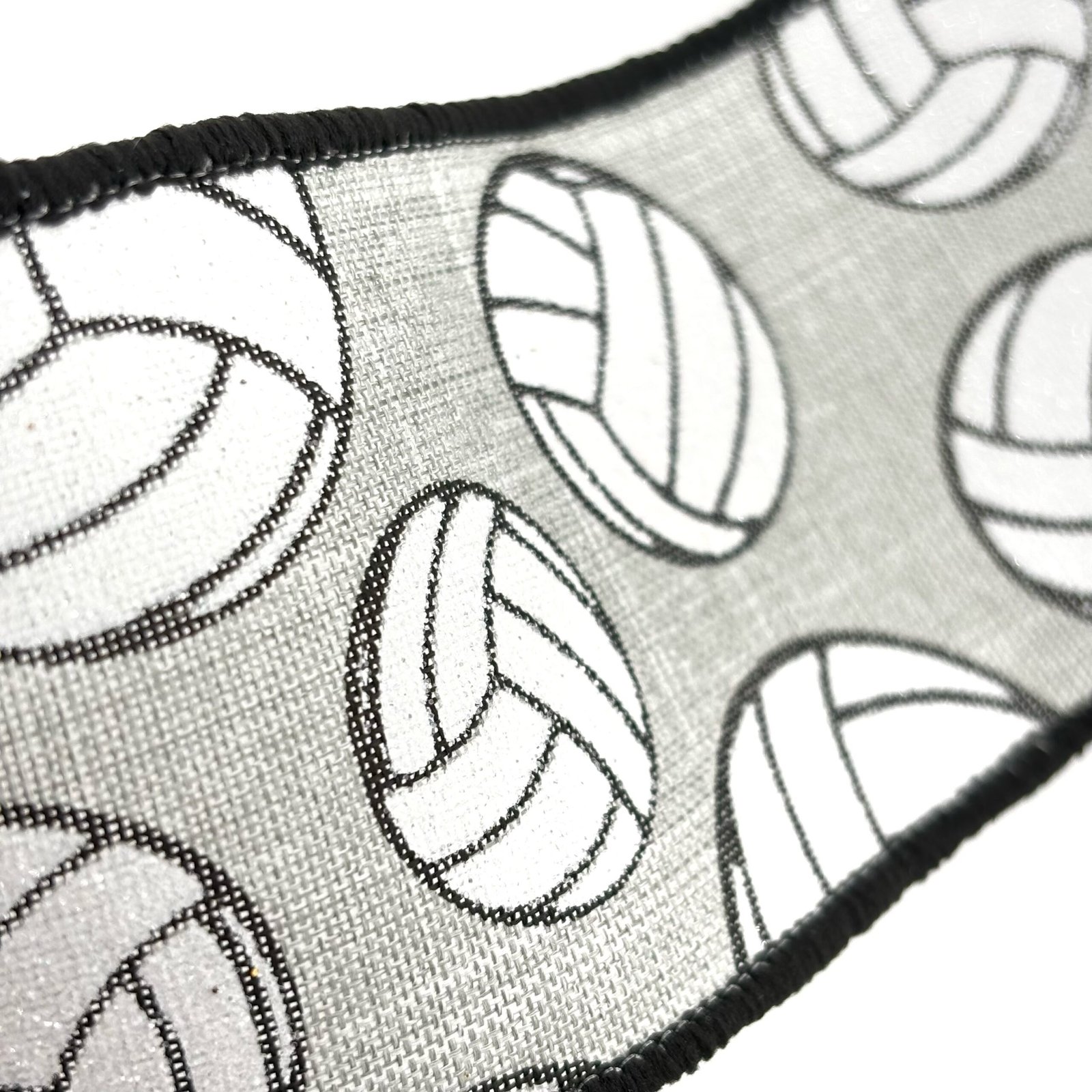 Ribbon - Wired - Sparkly Volleyball - #40 (2 1/2"x 10yds) - Black/Gray/White - Image 3