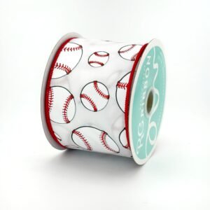 Ribbon - Wired - Baseball - #40 (2 1/2"x 10yds) - White/Red