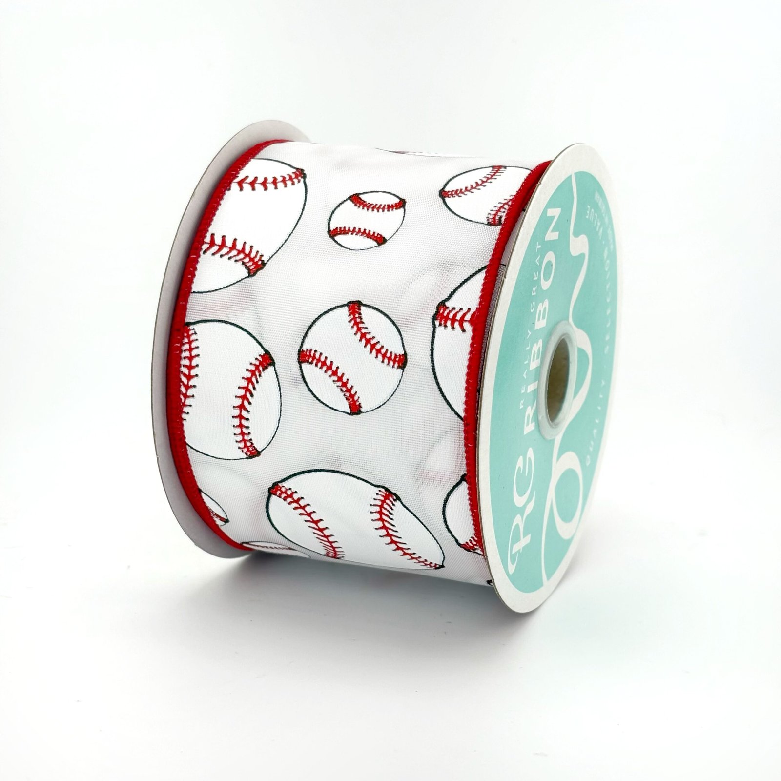 Ribbon - Wired - Baseball - #40 (2 1/2"x 10yds) - White/Red