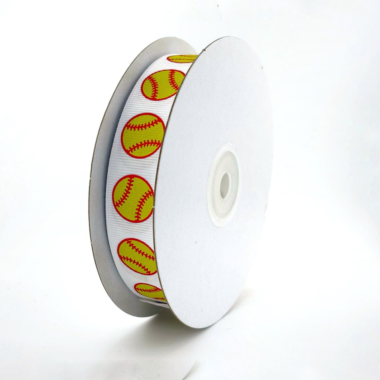 Ribbon Grosgrain Softballs - #5 (7/8" x 25yds) - Yellow/White