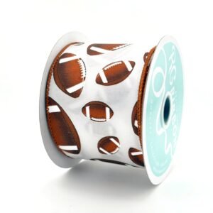 Ribbon - Wired - Football - #40 (2 1/2"x 10yds) - White/Brown