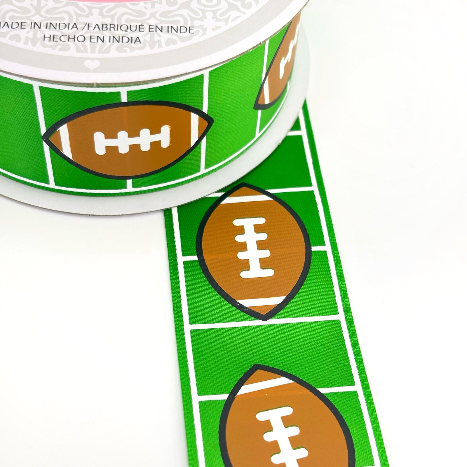Ribbon - Satin Football Field - #9 (1 1/2" x 10yds) - Green/Brown - Image 2