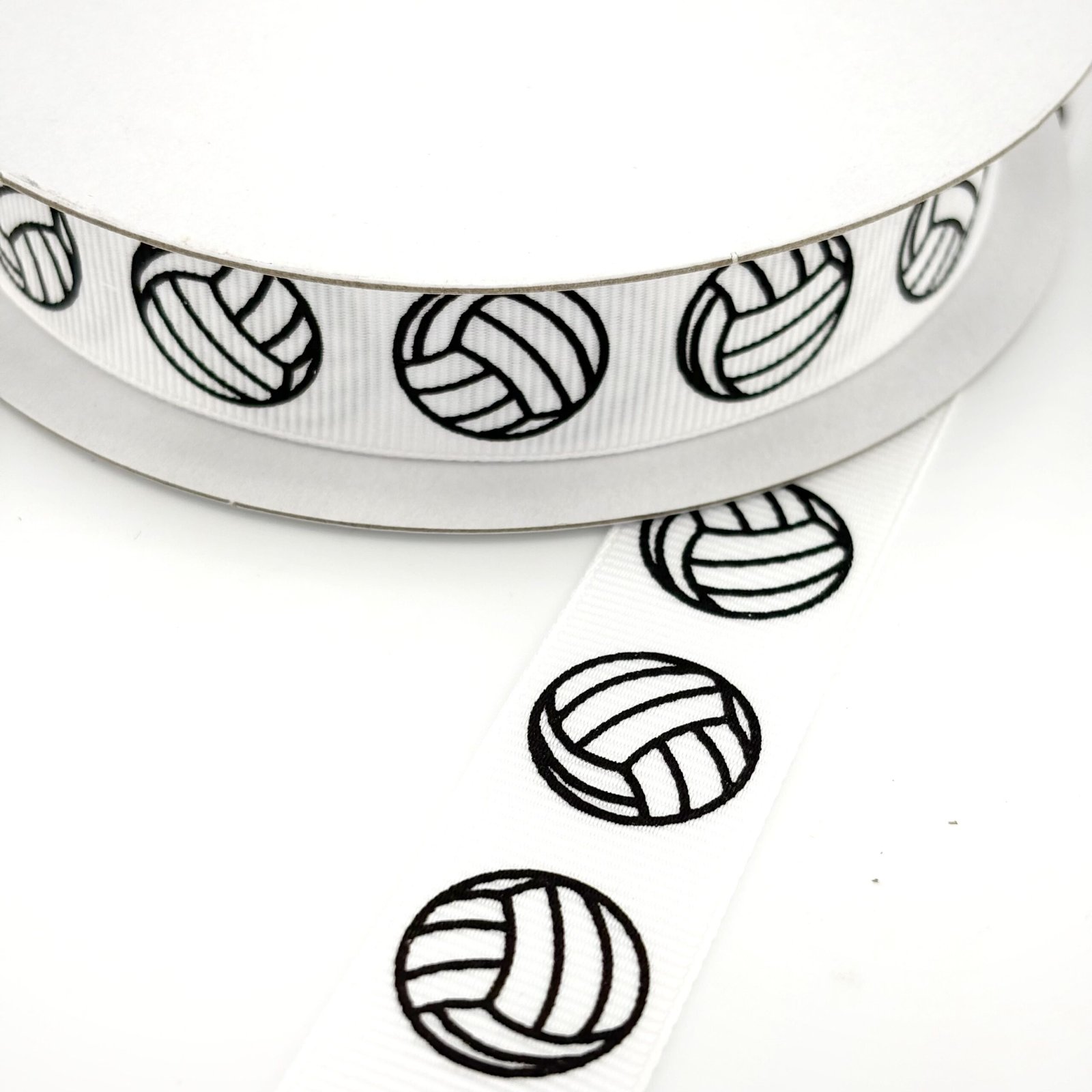 Ribbon Grosgrain Volleyballs - #5 (7/8" x 25yds) - Black/White - Image 2