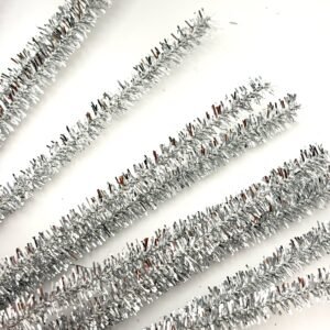 Silver chenille pipe cleaners for homecoming mums