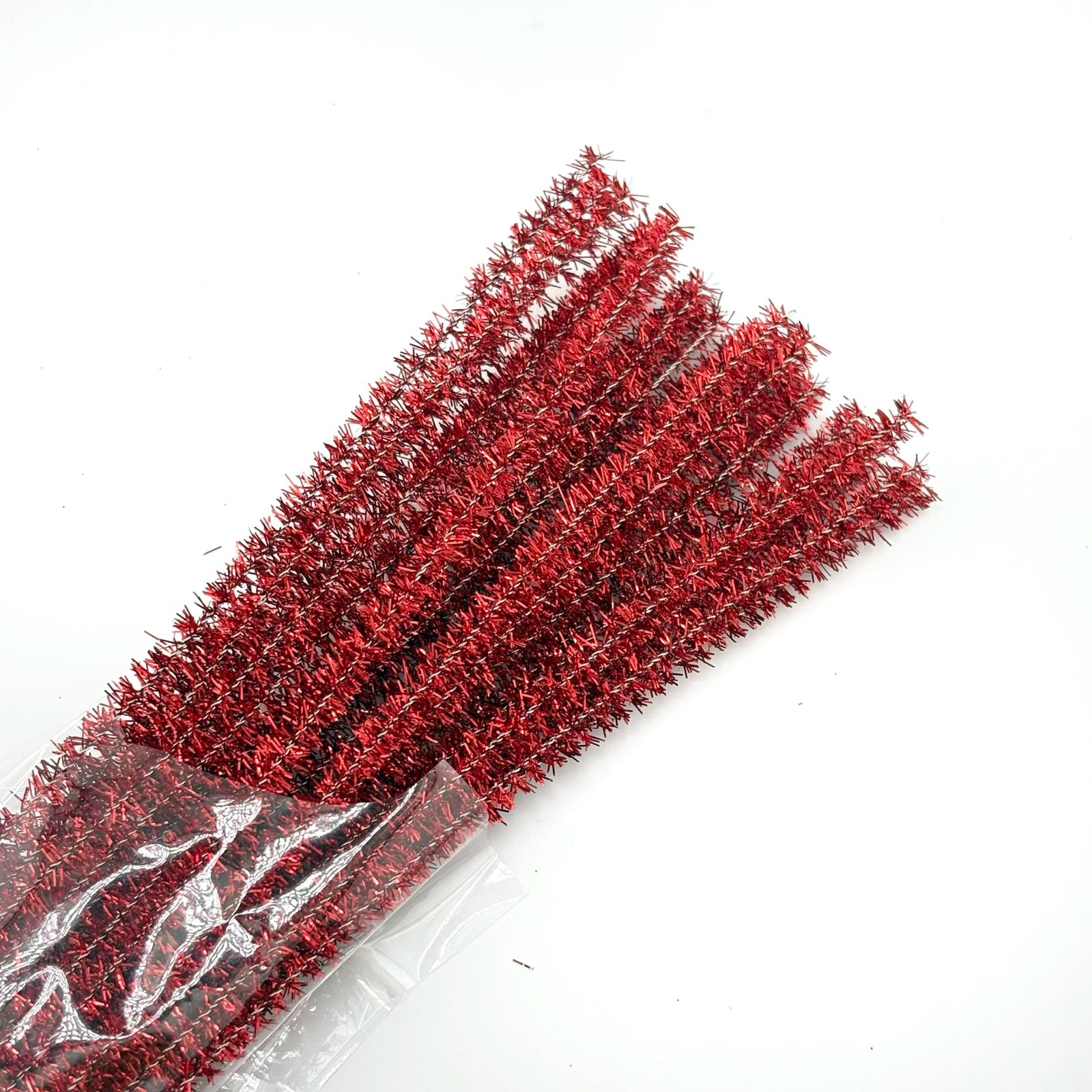 Supply - 12" Tinsel Pipe Cleaners (4 packages of 25 - 100 pc total) - Metallic Red - Image 2