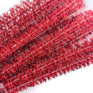tinsel pipe cleaners in red for homecing craft projects