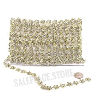 Garland - 5 Petal Star Flower Garland (0.6 inch) - 10yds - Metallic Gold