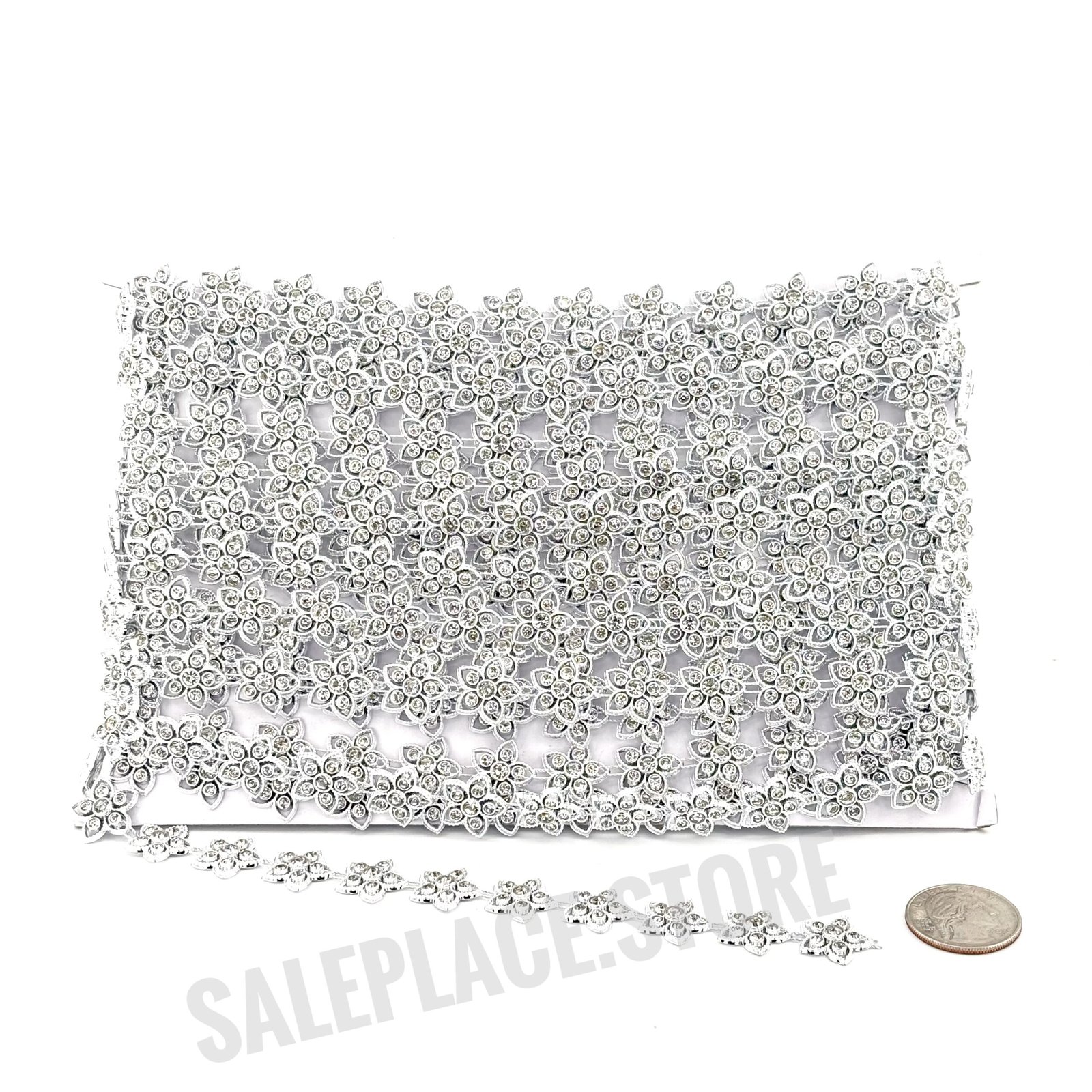 Garland - 5 Petal Star Flower Garland (0.6 inch) - 10yds - Metallic Silver