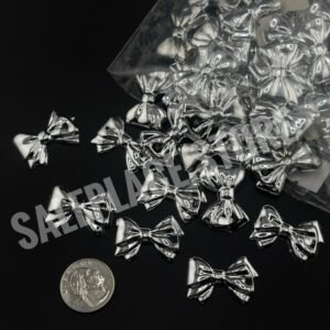silver plastic bow charm