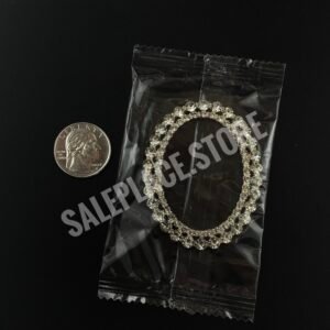 Bling Charm - 2.3" Rhinestone Oval Frame - (10 pc) - Gold (#5134)