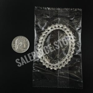 rhinestone oval silver charm