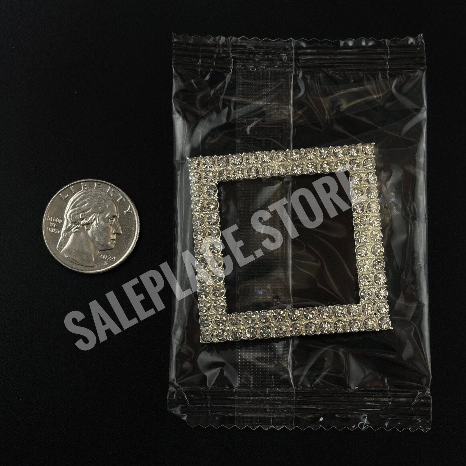 2" square metal rhinestone frame