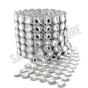Large Round Bling ribbon (10yds) - Metallic Silver
