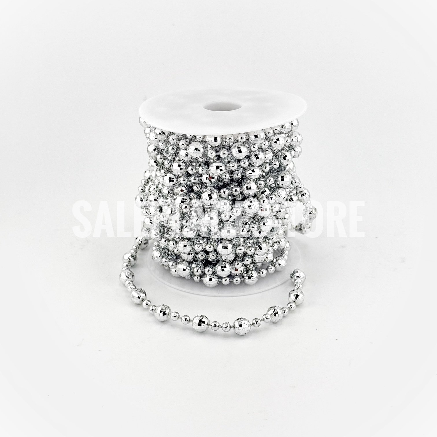 Garland - Small Diamond Cut Disco Ball Garland - 10 yds - Metallic Silver