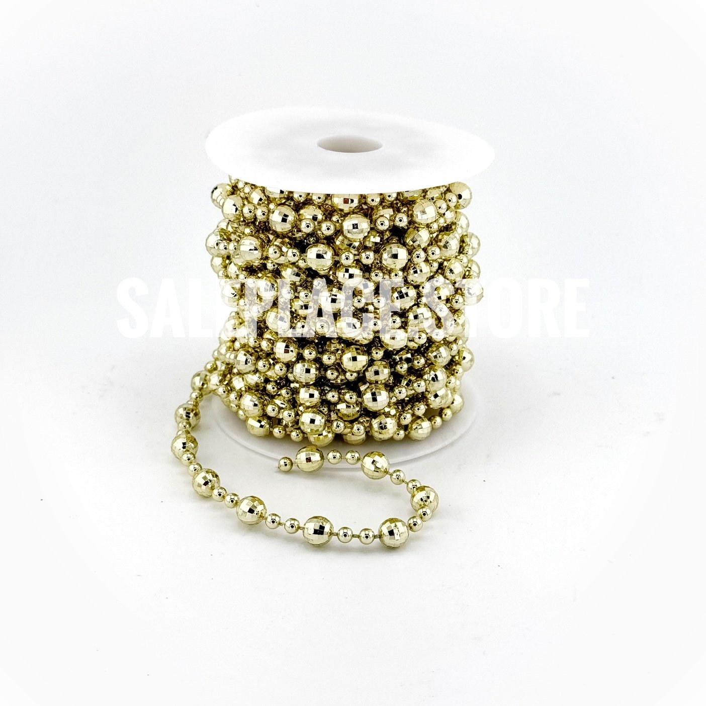 Garland - Small Diamond Cut Disco Ball Garland - 10 yds - Metallic Gold (Light Gold)