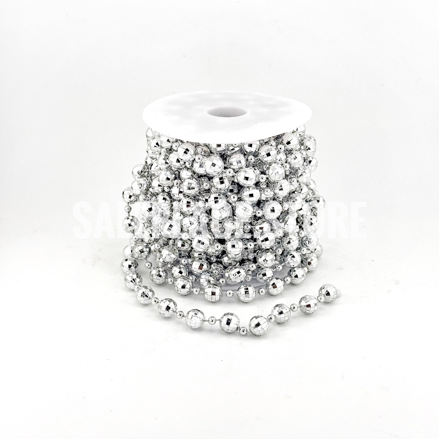 Garland - Medium Diamond Cut Disco Ball Garland - 10 yds - Metallic Silver