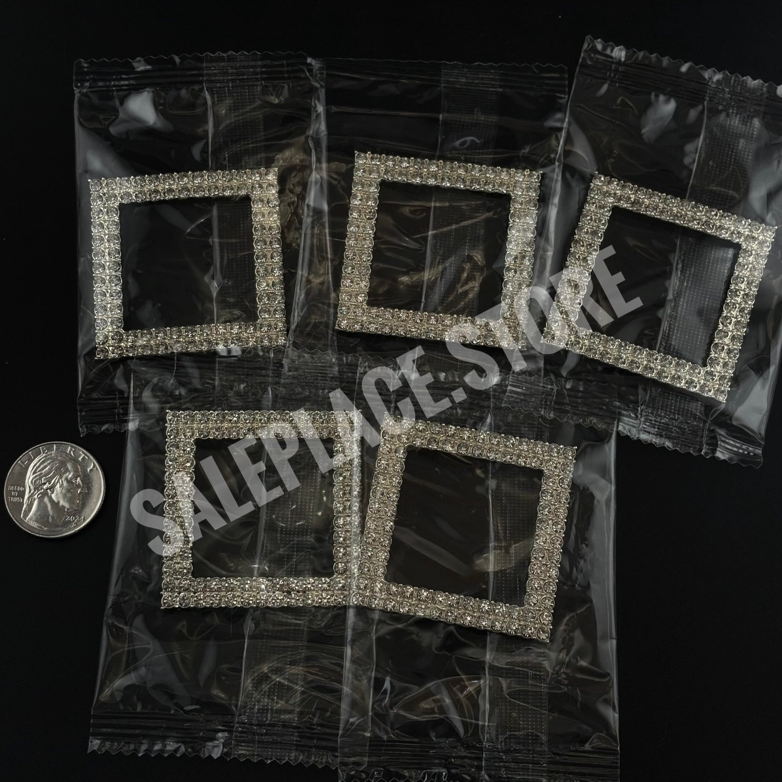 2" square metal rhinestone frame