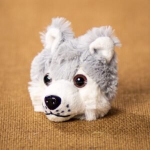3" Grey Wolf Head Plush - 1 piece