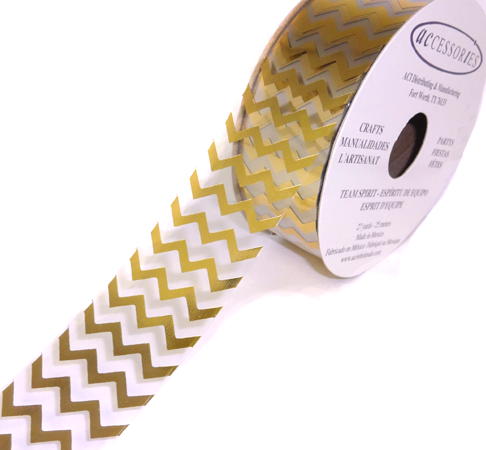 Clear Gold Chevron Homecoming Mum Ribbon