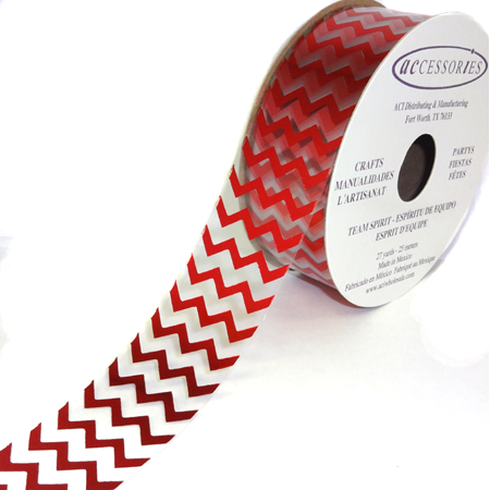 Clear Red Chevron Homecoming Mum Ribbon