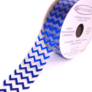 Clear Royal BLue Chevron Homecoming Mum Ribbon