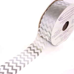 #9 Clear Silver Chevron Homecoming Mum Ribbon