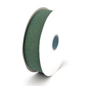 Forest / Hunter diamond dust ribbon on a #9 - 1 1/4 inch by 100 yard roll at wholesale pricing for homecoming mums.