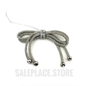 Rhinestone sparkle bow cord with jingle bells in silver
