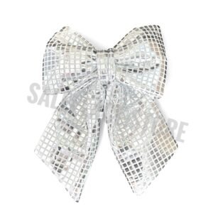 Large Metallic Silver Bow with Clip for homecoming mums and Christmas decorations