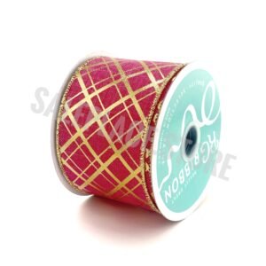 Wired gold striped ribbon in hot pink for homecoming mums and christmas decorations