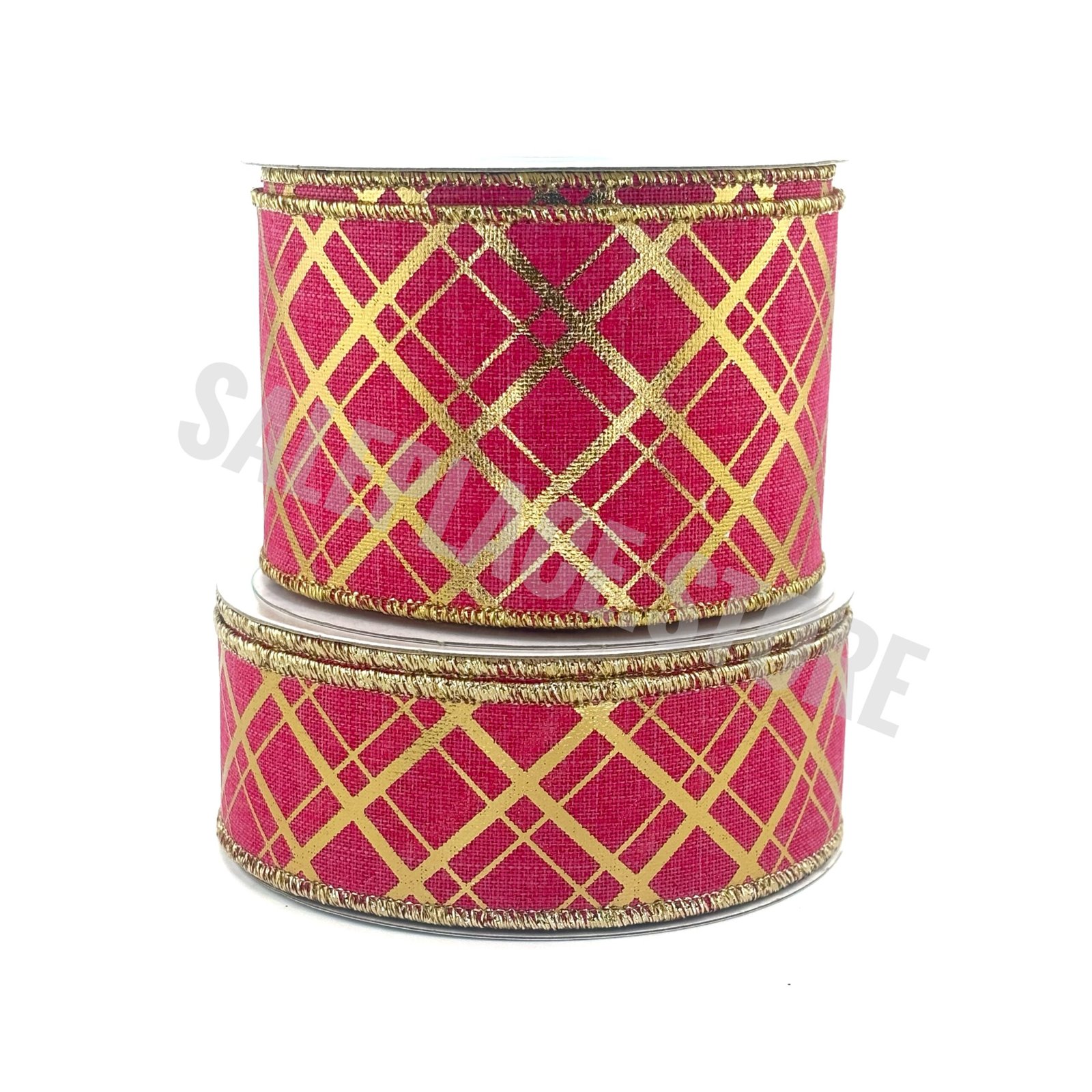 Wired gold striped ribbon in hot pink for homecoming mums and christmas decorations