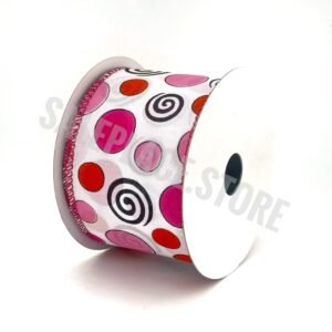 Wired Printed Ribbon with Swirls and Dots for Homecoming Mums and Braids