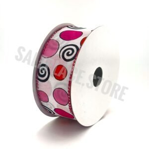 Wired Printed Ribbon with Swirls and Dots for Homecoming Mums and Braids #9