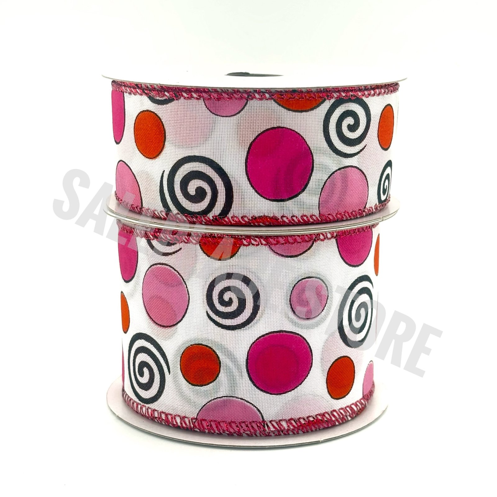 Wired Printed Ribbon with Swirls and Dots for Homecoming Mums and Braids