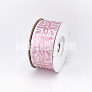 Pink foil stamped white star flower ribbon for homecoming mums and garters