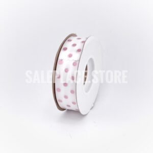 Pink foil stamped white dot ribbon for homecoming mums and garters