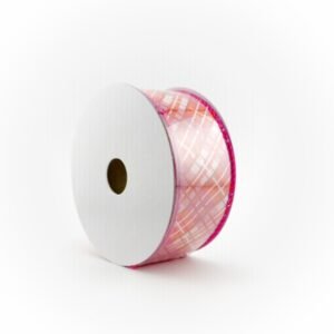 Ribbon - 1.5” Wired Plaid - Pink / Orange - 10 yards