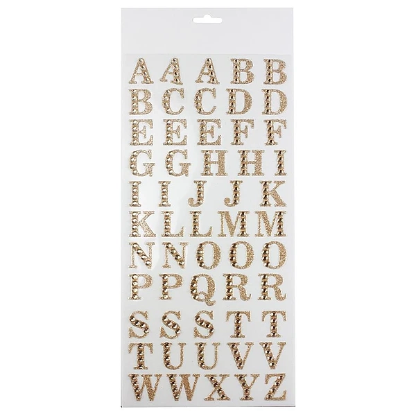 Rhinestone bling Homecoming Mum Sticker letters Alphabet gold 1 inch