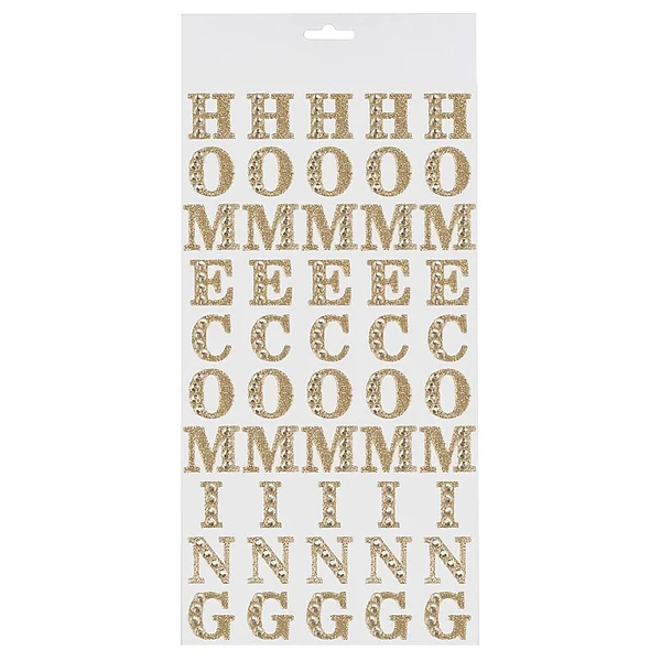 Rhinestone bling Homecoming Mum Sticker letters in metallic gold