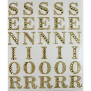 Rhinestone bling Homecoming Mum Sticker letters Senior Gold 2 inch