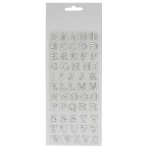 Rhinestone bling Homecoming Mum Sticker letters ALPHABET Silver 1 inch