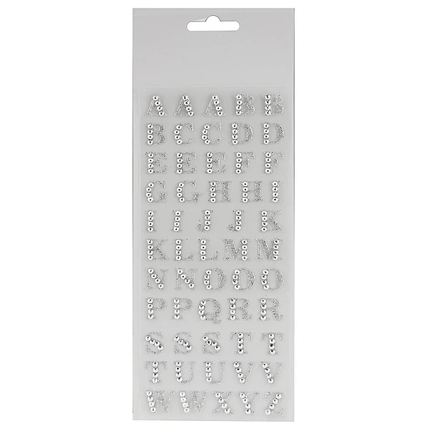 Rhinestone bling Homecoming Mum Sticker letters ALPHABET Silver 1 inch