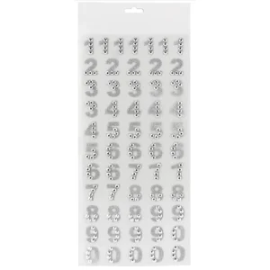 Rhinestone bling Homecoming Mum Sticker letters numbers Silver 1 inch