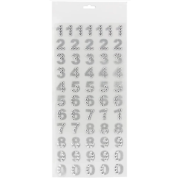 Rhinestone bling Homecoming Mum Sticker letters numbers Silver 1 inch