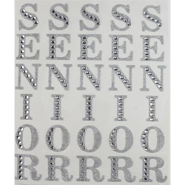 Rhinestone bling Homecoming Mum Sticker letters Senior Silver 2 inch