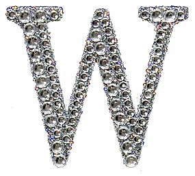 Sticker rhinestone silver W