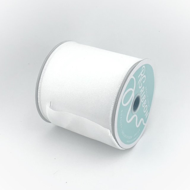 Ribbon - Wired Glitter Ribbon - #100 (4 inch) - 10yd - White