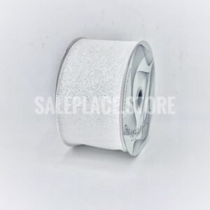 White Wired Glitter Ribbon for Chrsitmas Decor as well as homecoming mums and weddings.