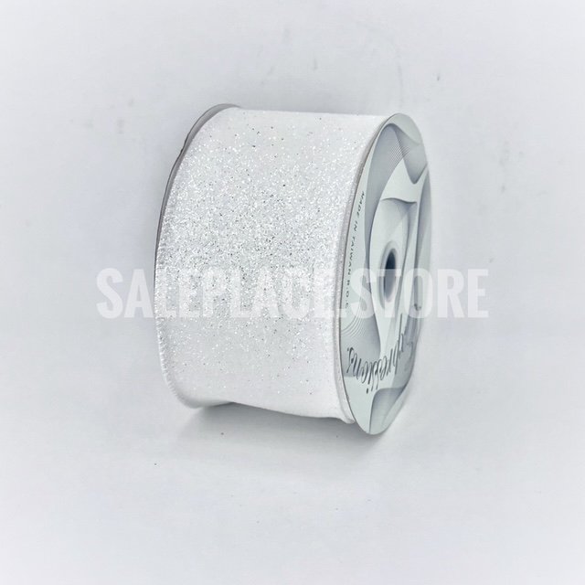 White Wired Glitter Ribbon for Chrsitmas Decor as well as homecoming mums and weddings.